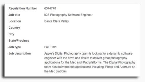 Apple seeks digital photography expert for iPad development team