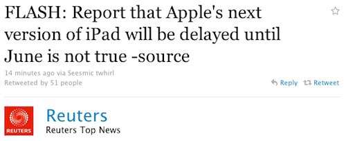 Sources: No Delay in iPad 2 Production